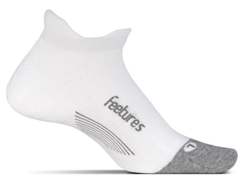 Feetures Elite Light Cushion No Show Tab Socks White/Grey Large 3 Feetures Elite Light Cushion No Show Tab Socks White/Grey Large