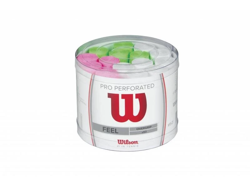 Wilson Pro Overgrip Perforated Bucket 60 Assorted 3 Wilson Pro Overgrip Perforated Bucket 60 Assorted